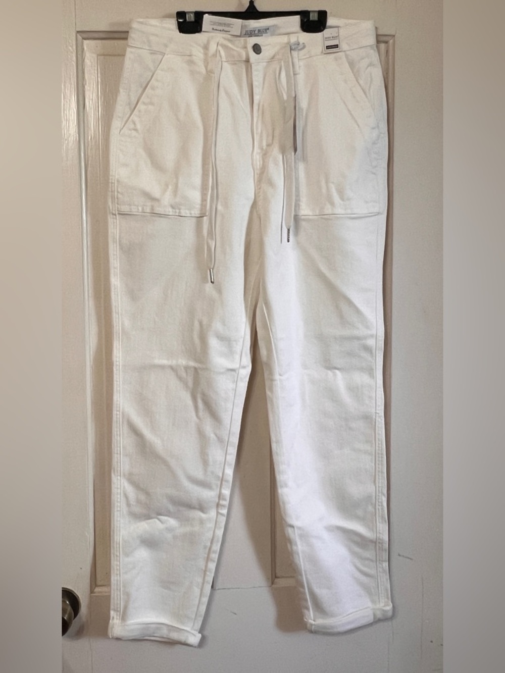Judy Blue White Drawstring Utility Pants NEW WITH TAGS